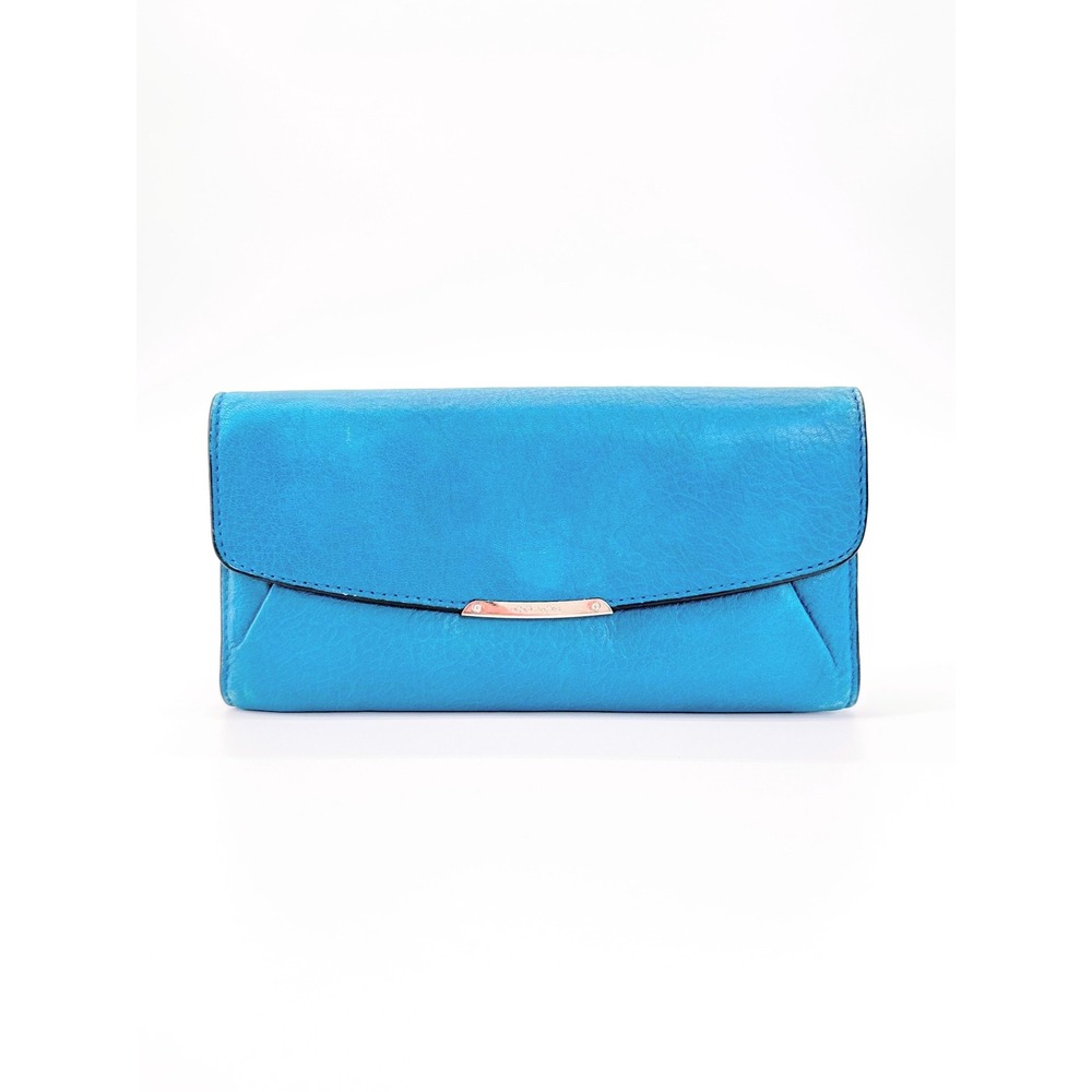 Coach Madison Slim Envelope Wallet Teal Dark Plume Leather Silver Hardware